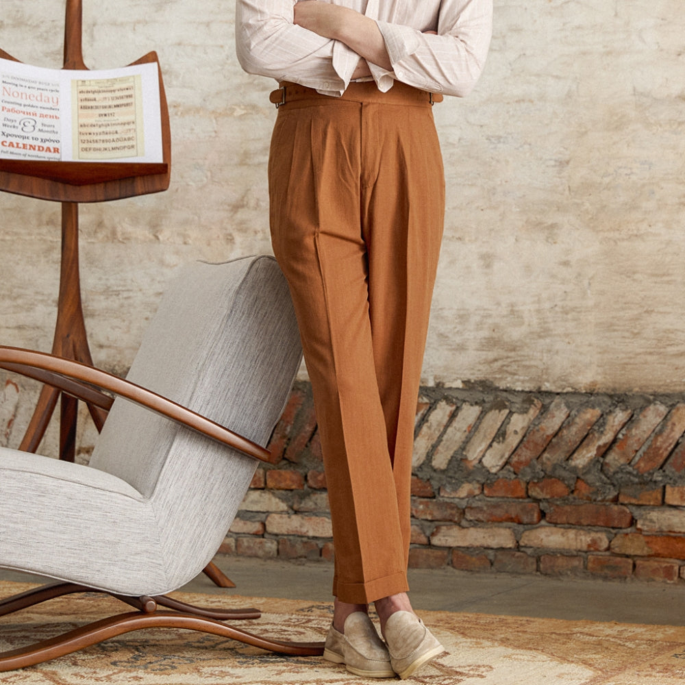 Pantalon droit confortable en coton Old Money