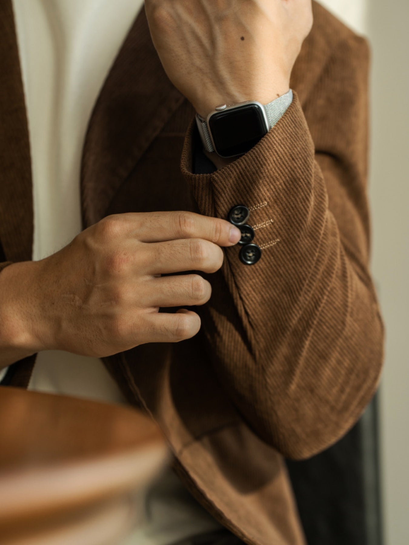 Veste de costume décontractée en velours côtelé coupe slim Old Money