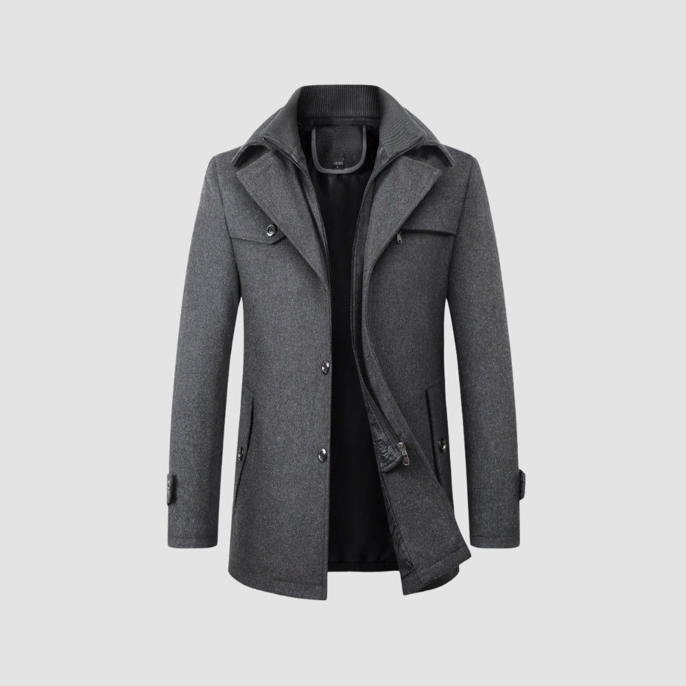Manteau mi-long en laine style business casual, héritage de la vieille fortune
