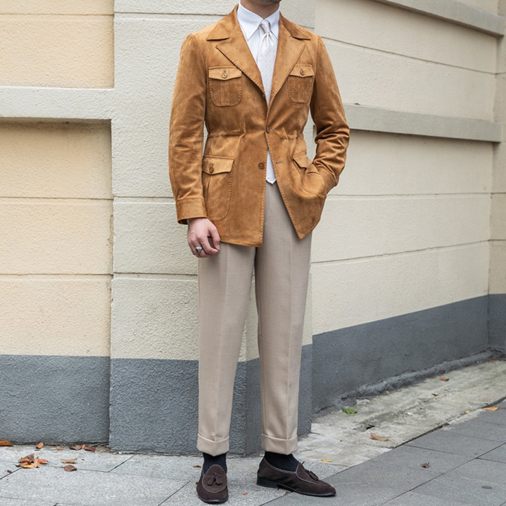 Veste en velours daim coupe slim italienne Old Money