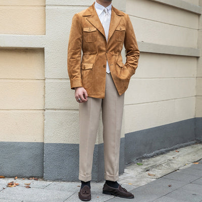 Veste en velours daim coupe slim italienne Old Money