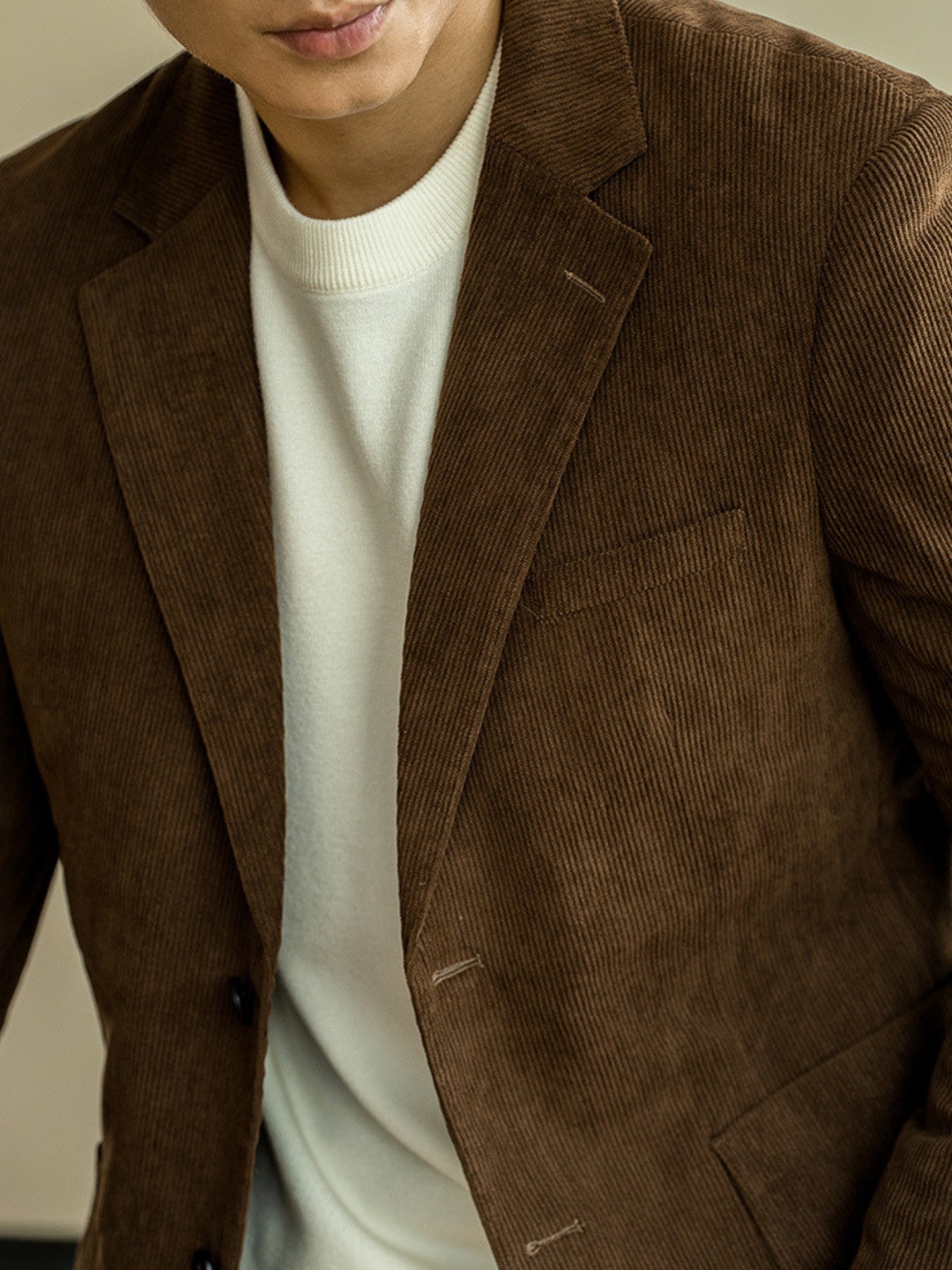 Veste de costume décontractée en velours côtelé coupe slim Old Money