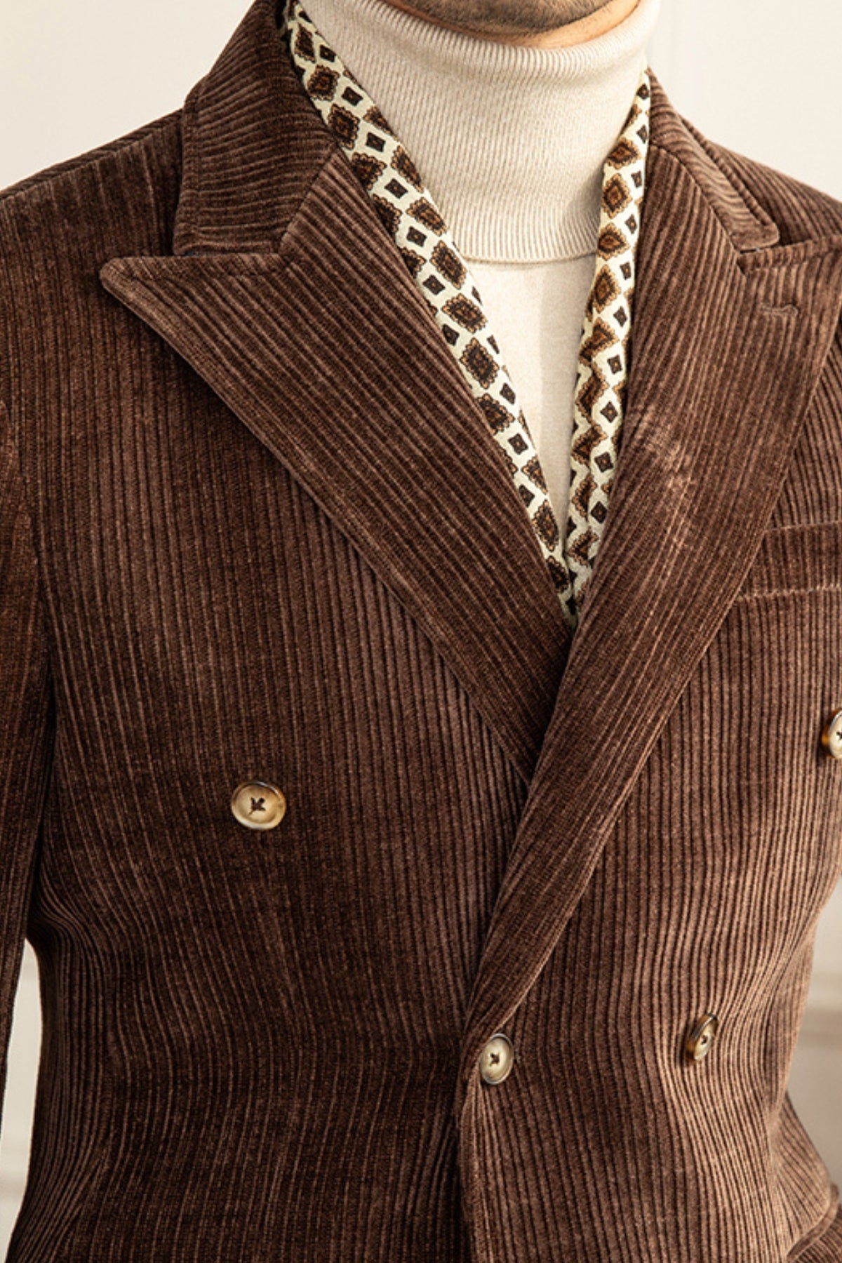 Costume d'hiver slim en velours côtelé Old Money