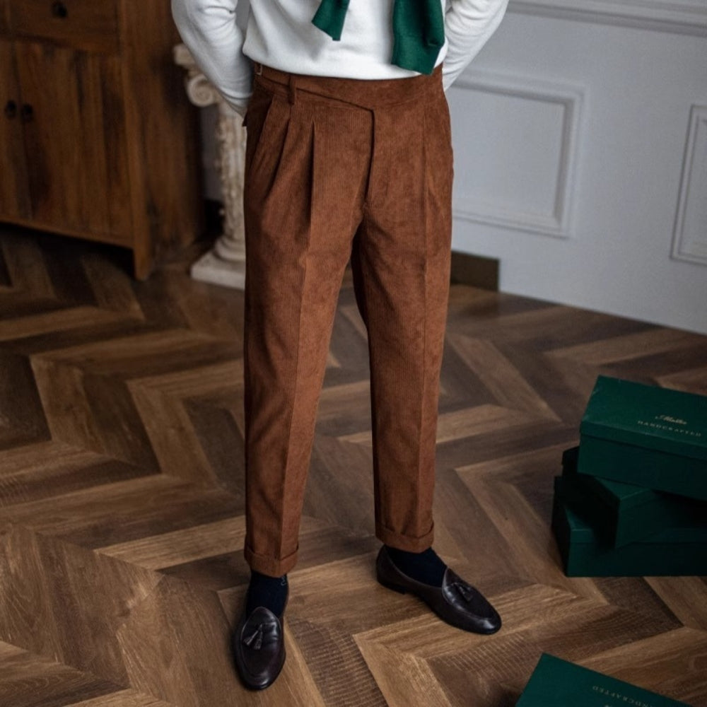 Pantalon drapé à jambes larges Old Money