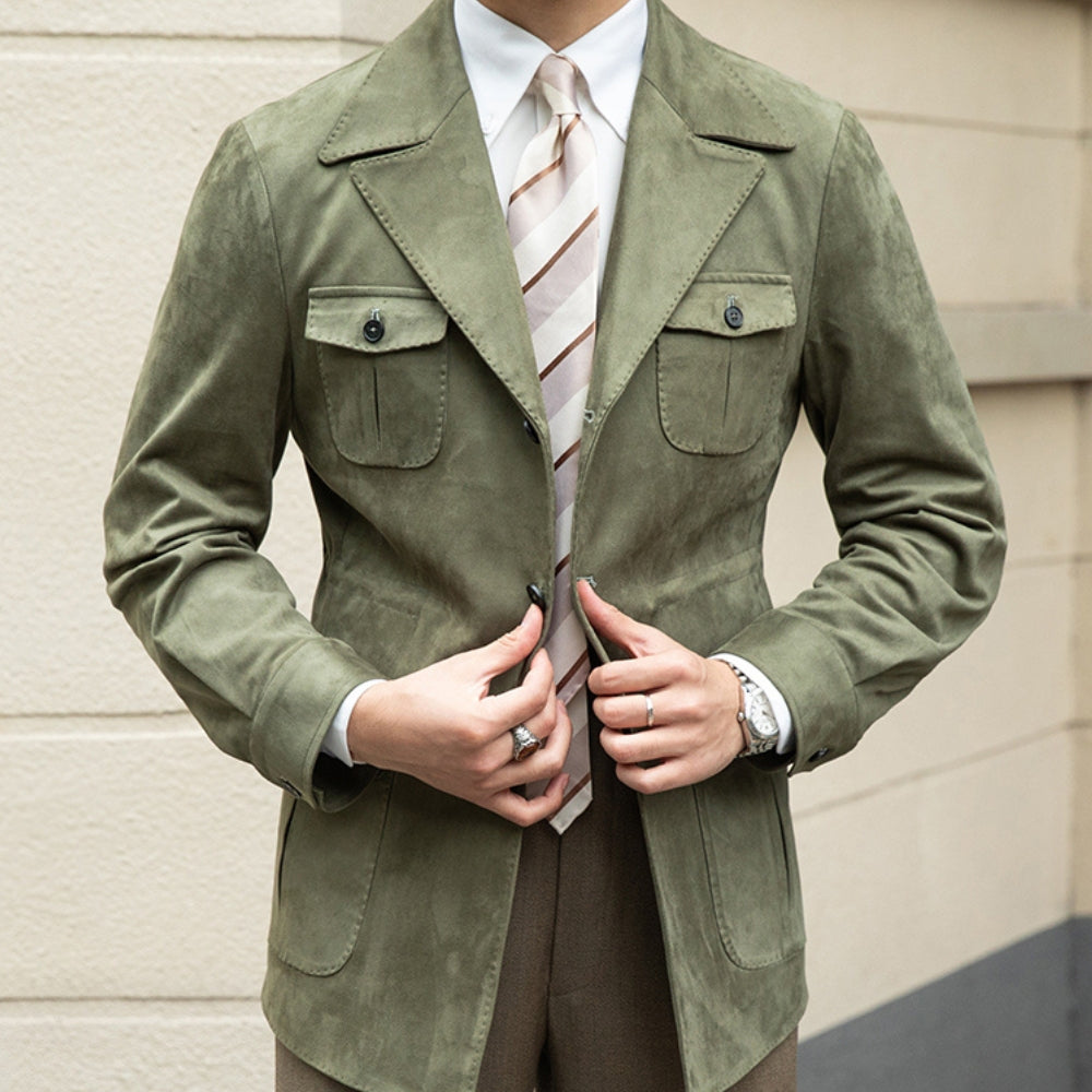Veste en velours daim coupe slim italienne Old Money
