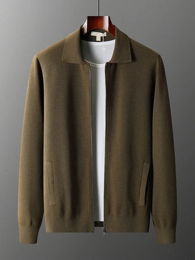 Veste zippée en cachemire tricoté pour homme Old Money