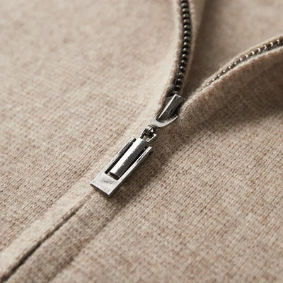 Veste zippée en cachemire tricoté pour homme Old Money