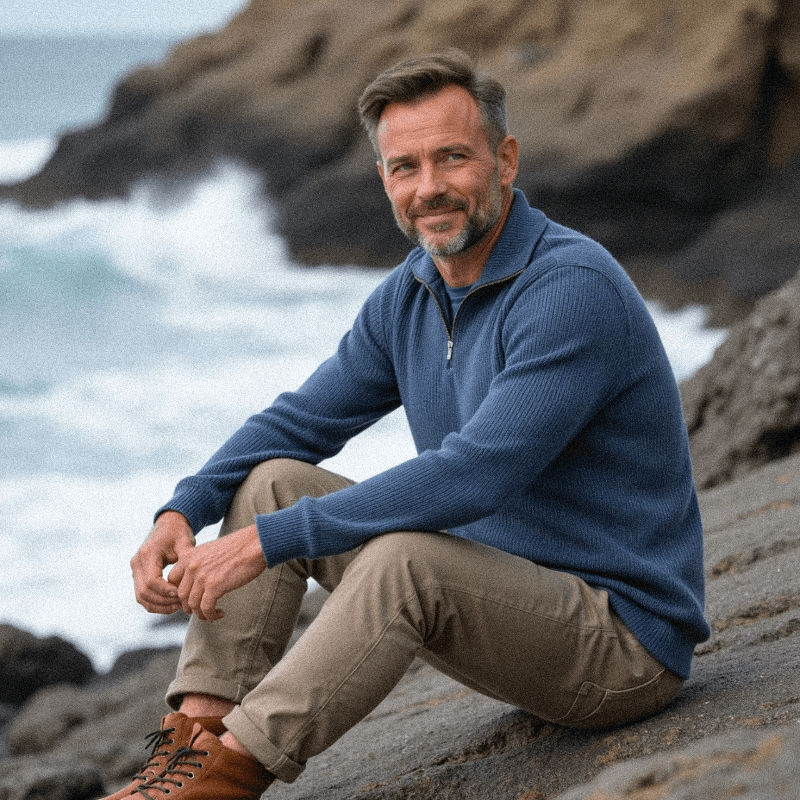 Pull zippé en maille Old Money